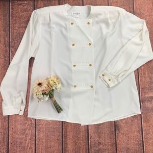 Vintage Jones New York White Blouse 8P